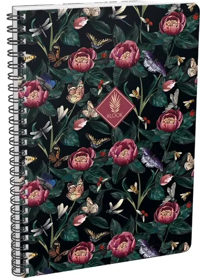 Caiet cu spiră Lizzy Card Xrcise Look - Peonies, A4, rânduri largi