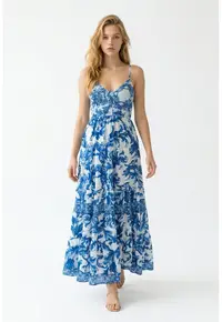 Rochie lunga din poplin imprimat 3