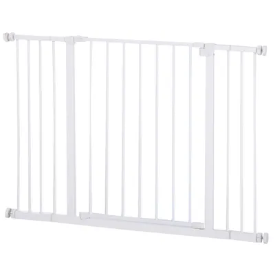 PawHut Ușă de Siguranță Extensibilă pentru Câini cu Montaj prin Presiune, 76x76 cm, Alb | Aosom Romania