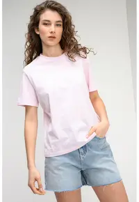 Tricou regular fit din bumbac - Roz pal