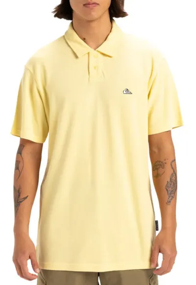 Tricou polo barbati - Pique Popcorn - galben - bumbac