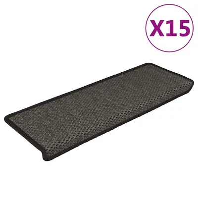 vidaXL Covorașe scări autoadezive, 15 buc. antracit 65x21x4 cm sisal