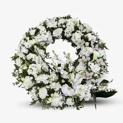 Corona funerara cu orhidee, cale si hortensii