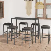 Gossi set mobilier bar de gradina cu perne, 7 piese, gri, poliratan