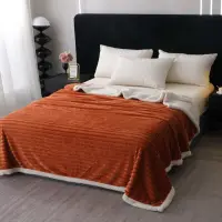 Patura Super Soft Cocolino, Blanita Artificiala de Iepure, Model Gofrat, cu Blanita Sherpa, 200x230 cm – Eleganta si Caldura cu Model Dungat, Caramel
