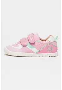 Pantofi sport cu insertii din plasa si velcro - Alb/Roz