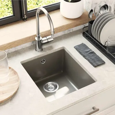 vidaXL Chiuvetă 80% Quartz și 20% Rășină 370 x 460 mm Gri