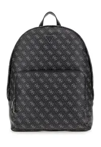 Rucsac de piele ecologica cu model monograma Milano - Negru/Alb optic