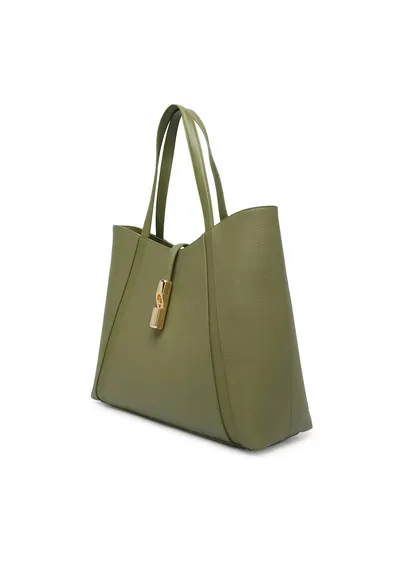 Geanta dama - piele naturala - verde - One Size INTL