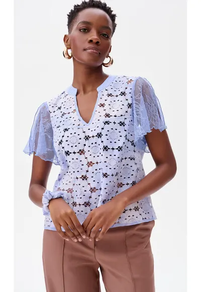 Bluza cu maneci din dantela Tefal