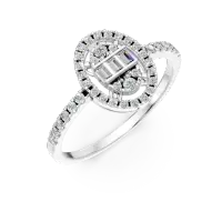 Inel din aur alb cu diamante baguette si rotunde de 0.41ct