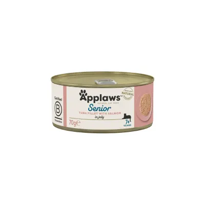 APPLAWS Senior, Ton și Somon, conservă hrană umedă pisici senior, (în aspic), 70g