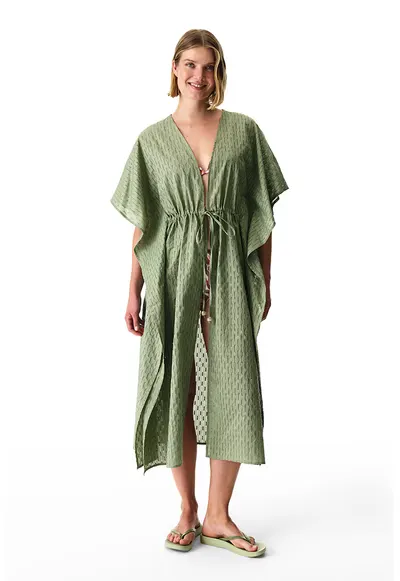 Rochie cu perforatii - Verde stins