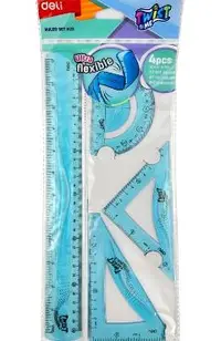 Set de geometrie flexibil, 4 piese. Bleu