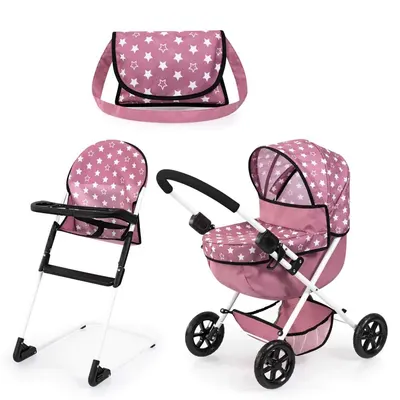 Set carucior de papusi si scaun de masa Bayer Cosy Roz 13776AB