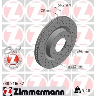 Disc frana ZIMMERMANN 380.2116.52
