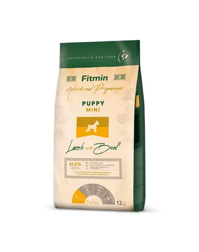 FITMIN Dog Mini Puppy Lamb&Beef 12 kg Sac hrana catei talie mica, cu miel si vita