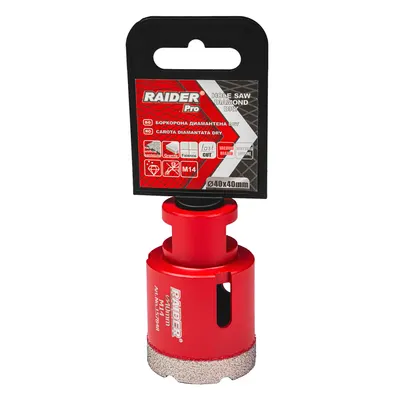 Carotă diamantată Raider - Diamond Dry, 40 mm, M14