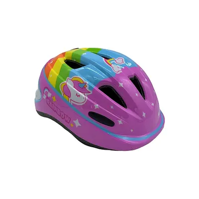 Casca biciclisti AVO-09, marime M (48-52cm), culoare roz, model curcubeu