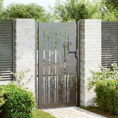 vidaXL Poartă de grădină Negru 110 x 180 cm Oțel vopsit electrostatic