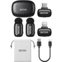 BOYA Mini sistem wireless dual compact pentru telefon, lightning/USB-C (2.4 GHz, Negru) - Default Title