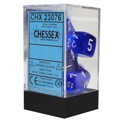 Set 7 Zaruri Polyhedral Translucent - Albastru/Alb