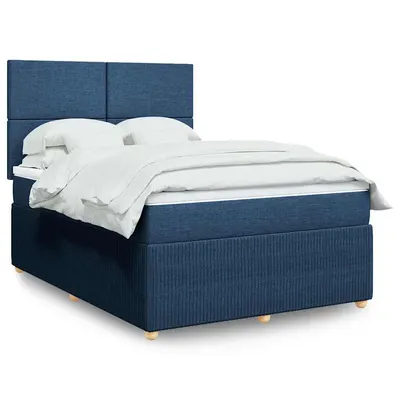 Gossi pat box spring cu saltea, albastru, 140x200 cm, textil