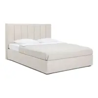 Pat matrimonial bej tapițat cu spațiu de depozitare cu somieră 180x200 cm Thessa Bold Line – Bonami Selection