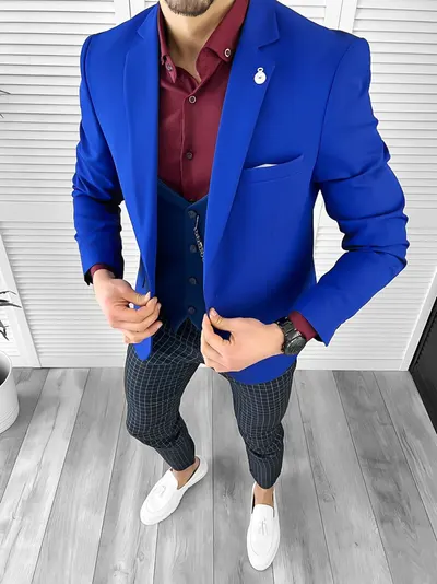 Tinuta barbati smart casual Pantaloni + Camasa + Sacou+Vesta 10453