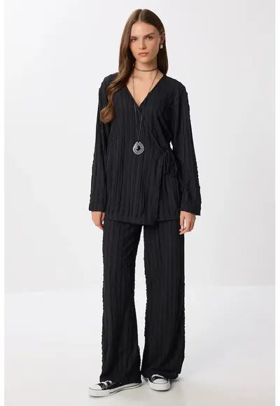 Compleu dama - Happiness Istanbul - set din doua piese - maneca lunga - negru - textil
