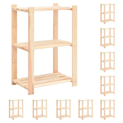 vidaXL Etajere cu 3 niveluri, 10 buc., 60x38x90 cm, pin masiv, 150 kg