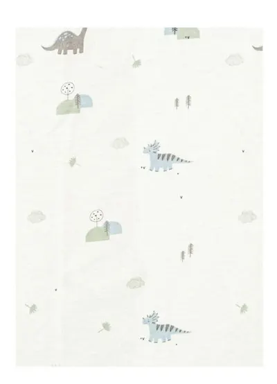 Cearșaf de pat pentru bebeluși cu elastic Bimbidreams - Trex, 50 x 80 cm, White/Green