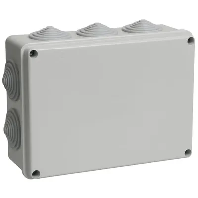 Doza KM41243 pull box pentru montaj aparent 190x140x70 mm IP44 (RAL7035, 10 lead-ins)