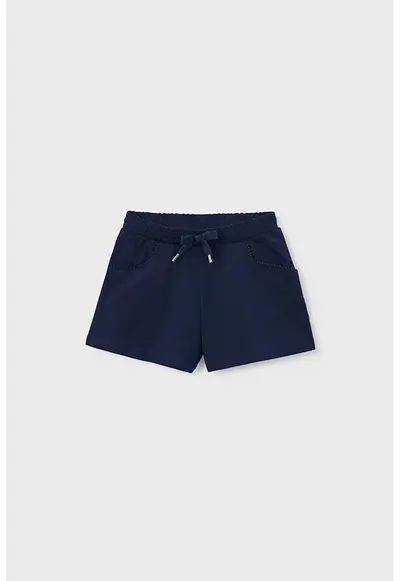 Pantaloni scurti din amestec de bumbac cu talie ajustabila - Albastru ultramarin