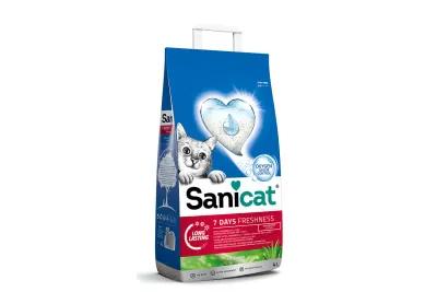 SANICAT 7Days, Aloe Vera, așternut igienic pisici, granule, bentonită, aglomerant, neutralizare mirosuri, 4l