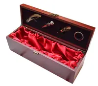 Cutie pentru Vin din Lemn cu 4 Accesorii Tirbuson Dop elegant Dop servire Inel antipicurare 36 x 11cm