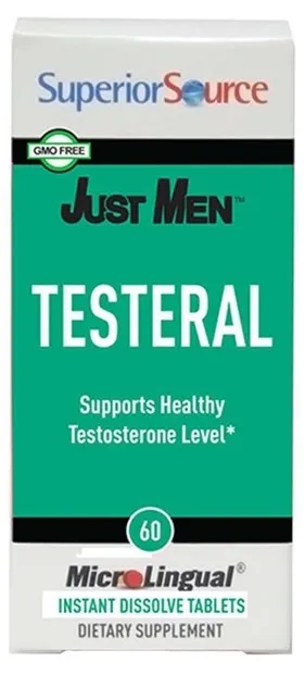 Just Men Testeral Formula pe bază de plante pentru testosteron, 60 tablete sublinguale, Superior Source
