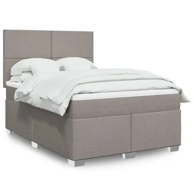 Gossi pat box spring cu saltea, gri taupe, 140x200 cm, textil