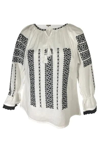 Bluza tip ie traditionala Dacali - dama - ML09 - Dacali - Alb/Negru titan