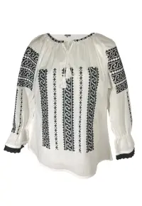 Bluza tip ie traditionala Dacali - dama - ML09 - Dacali - Alb/Negru titan