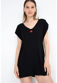 Rochie-tricou de plaja Signature - Negru