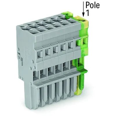 1-conductor female plug; 4 mm²; 8-pole; 4,00 mm²; gray, green-yellow