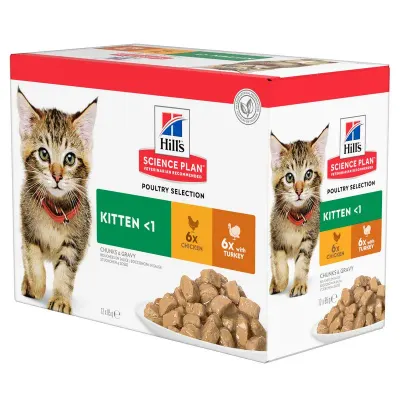 Set 12 buc x 85 gr Hrana umeda pentru pisici Hill s SP Kitten cu curcan pui