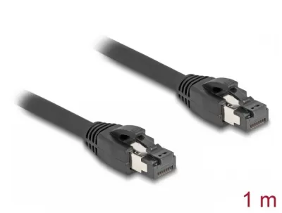 Cablu de retea RJ45 Cat. 8.1 S/FTP LSOH GHMT 1m Negru, Delock 80233