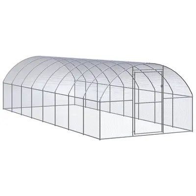 vidaXL Coteț de găini pentru exterior, 3x8x2 m, oțel zincat