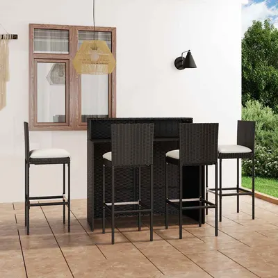 vidaXL Set mobilier bar de grădină cu perne, 5 piese, negru
