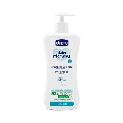 Gel de dus si sampon 2 in 1 fara lacrimi Chicco Baby Moments Baby Skin, 750ml, 0 luni+