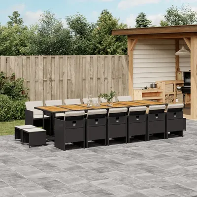 Gossi set mobilier de gradina cu perne, 17 piese, negru, poliratan