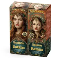 Set Sampon si Balsam cu Ulei de Batana pentru Cresterea si Regenerarea Parului NOVA KISS , 2 x 300 ml