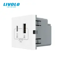 Modul priza dubla USB + USB tip C Alb